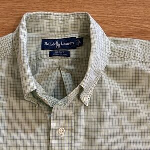 Ralph Lauren‎ Shirt Men's Blake 100% Cotton Large Green / Purple Plaid Preppy